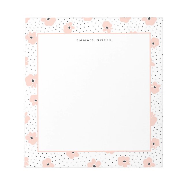 Bloc-note Points floraux flush moderne Motif Personnalisé (Devant)