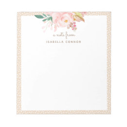 Bloc-note Points Whimsical Motif Aquarelle encadrée pivoines