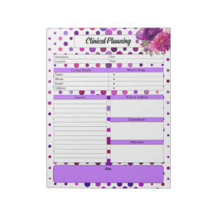 Bloc-note Pois floraux pourpres _ Planification clinique