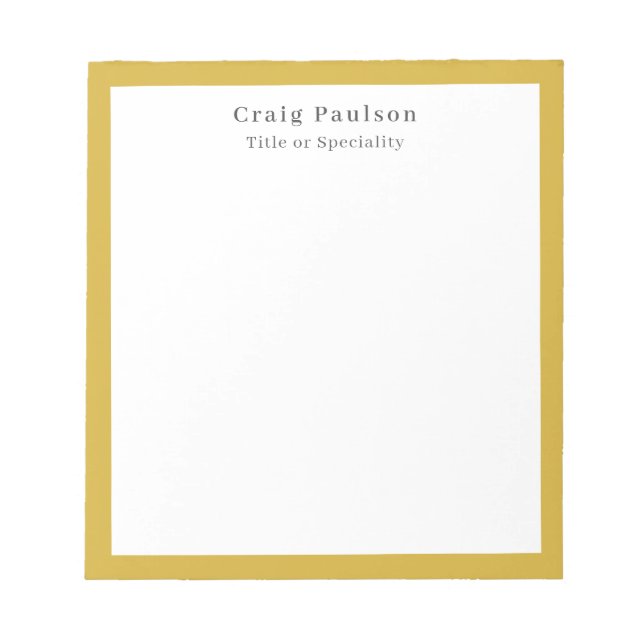 Bloc-note Police Serif Simple Professionnel Plain Or Blanc (Devant)