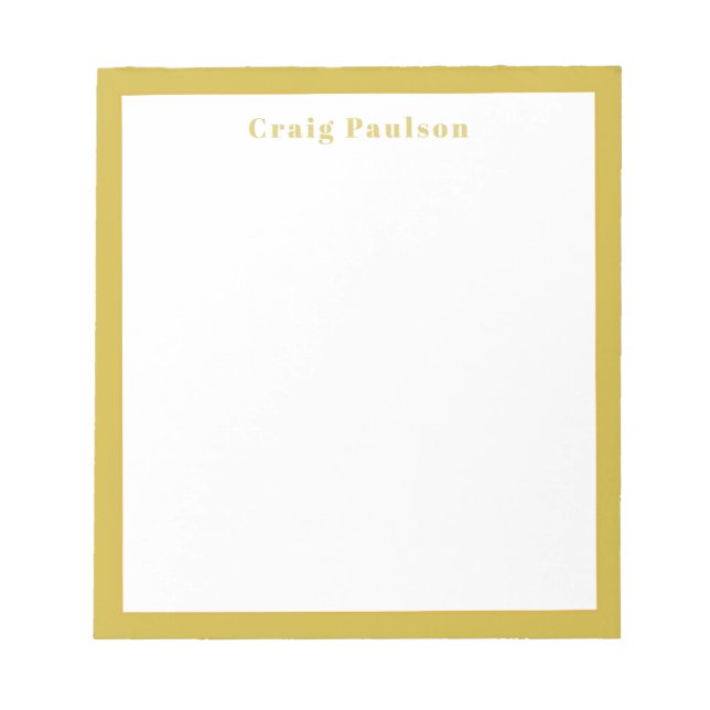 Bloc-note Police Serif Simple Professionnel Plain Or Blanc (Devant)