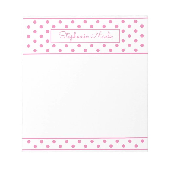 Bloc-note Polka simple rose point personnalisé (Devant)