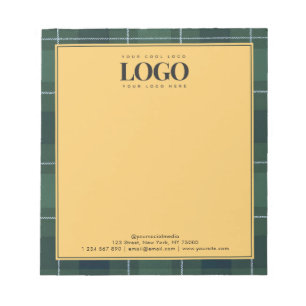 Bloc-note Polo à carreaux tartan vert foncé Texte de logo co