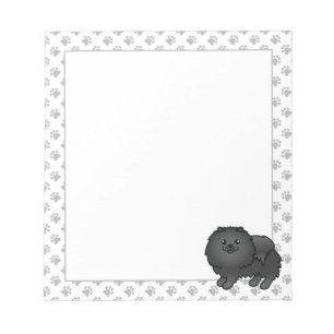 Bloc-note Pomeranian noir Chien de dessin animé mignon