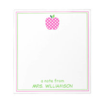 Pomme de professeur à pois rose et vert