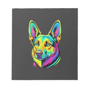 Bloc-note Portrait vectoriel coloré de chien néon