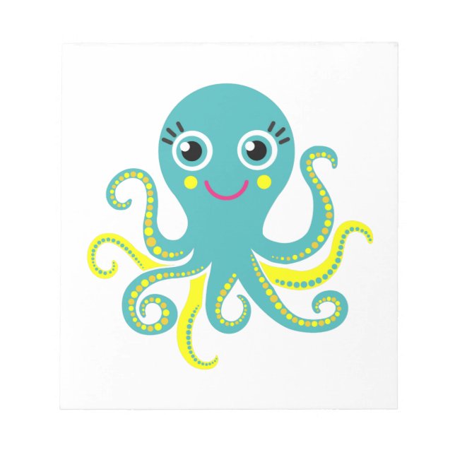 Bloc-note Poulpe bleu et jaune (Devant)