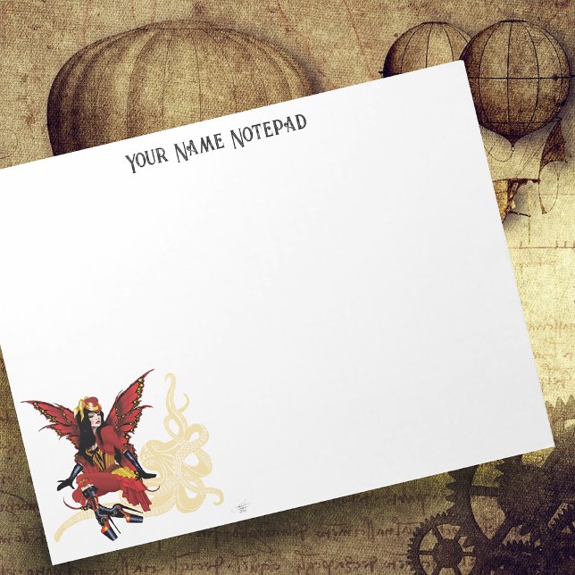 Bloc-note Poulpe Féerique Élégant Rouge Victorien Steampunk (Créateur téléchargé)