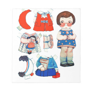 Bloc-note Poupée en papier d'art vintage. Poupée découpée en