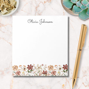 Bloc-note Prairie de fleurs sauvages vintage aquarelle perso