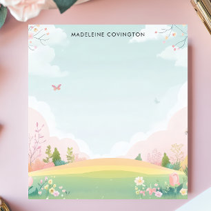 Bloc-note Prairie Papillon Floral Nom Personnalisé