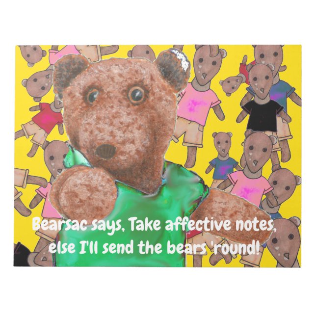 Bloc-note Prenez des notes efficaces sinon j'enverrai l'ours (Devant)