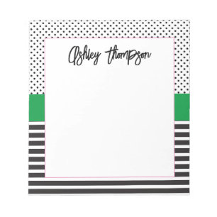 Bloc-note Preppy Black and White Dot Stripe
