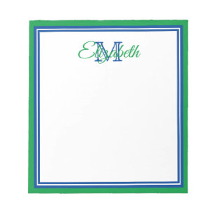 Bloc-note Preppy Bright Kelly Green et Deep Blue Monogram