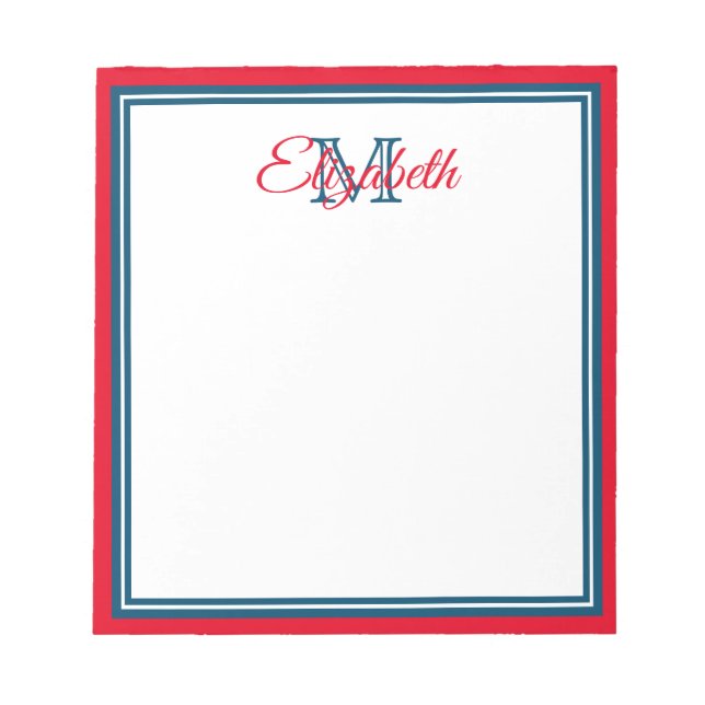 Bloc-note Preppy Bright Red et Marine Blue Monogram (Devant)