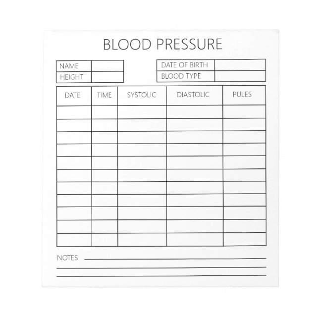 Bloc-note Pression sanguine (Devant)