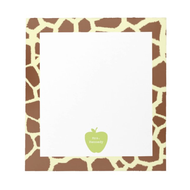 Bloc-note Professeur de Giraffe de Pomme verte (Devant)