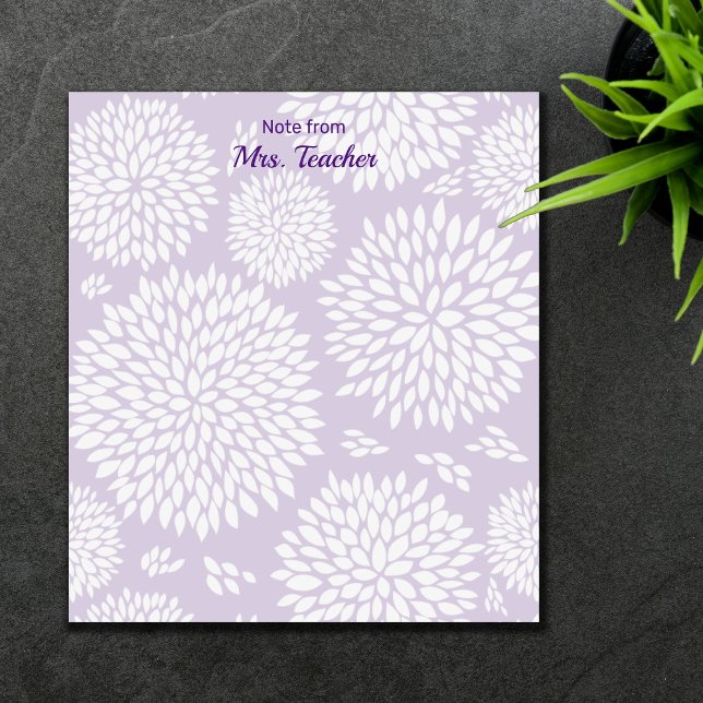 Bloc-note Professeur de motif de fleurs pourpres personnalis (Créateur téléchargé)