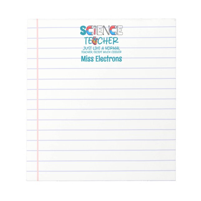 Bloc-note Professeur de sciences personnalisées Funny Retour (Devant)