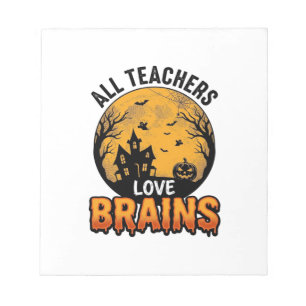Bloc-note Professeur Halloween Amour Cerveaux Design Vintage