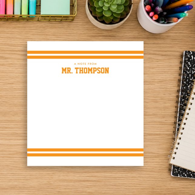 Bloc-note Professeur rayé orange École (Créateur téléchargé)