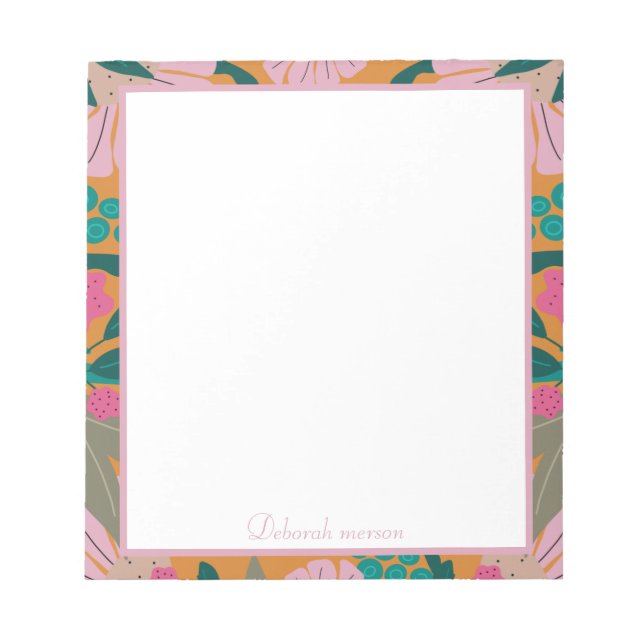 Bloc-note Professeurs personnalisés nom floral élégant tenda (Devant)