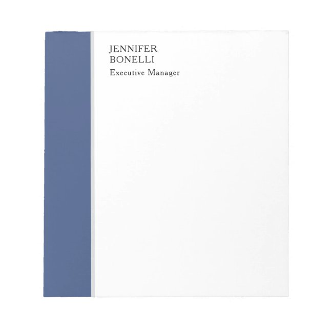 Bloc-note Professional plain minimalist modern blue white (Devant)