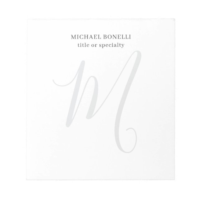 Bloc-note Professional Plain Modern Minimalist Monogrammed (Devant)