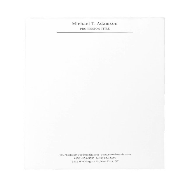 Bloc-note Professional Retro Style Elegant Plain Simple (Devant)