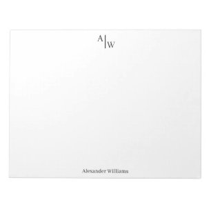 Bloc-note Professionnel 2 Monogramme Simple Minimaliste Noir