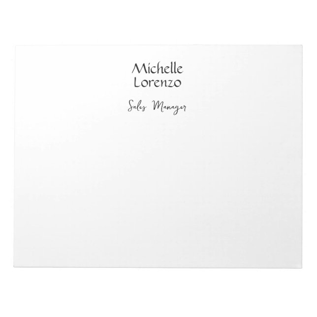 Bloc-note Professionnel Moderne Simple Noir & Blanc (Devant)