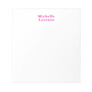 Bloc-note Professionnel Moderne Simple Nom Clair Rose & Blan