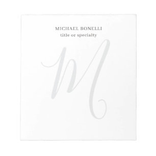 Bloc-note Professionnel Plain Moderne Minimaliste Monogrammé