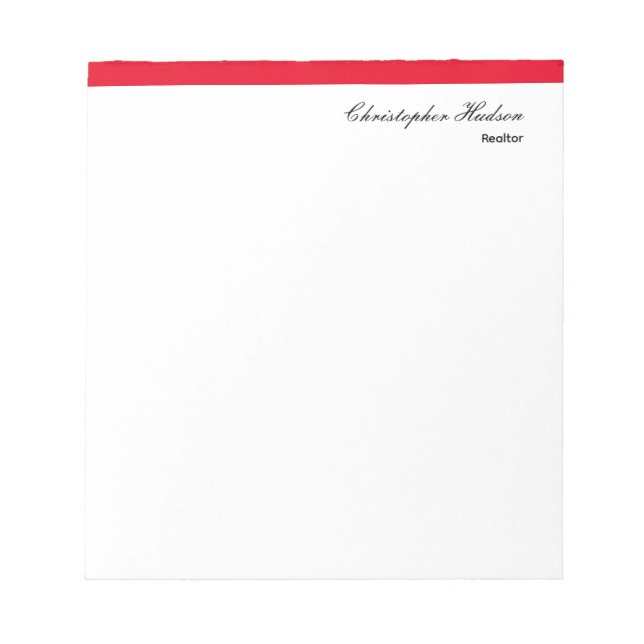 Bloc-note Professionnel Simple Immobilier simple Rouge Blanc (Devant)