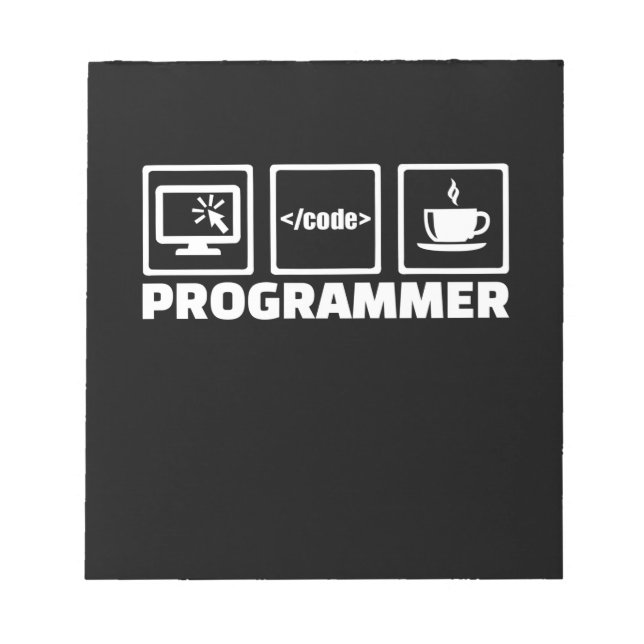 Bloc-note Programmeur Écrire Code Et Boire Café (Devant)