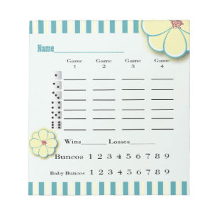 Bloc-note Protection de feuille de score de Bunco de fleur