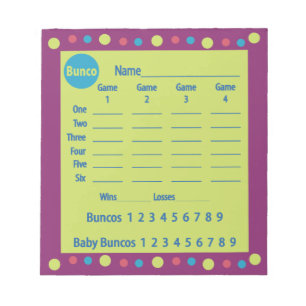 Bloc-note protection de score de bunco ou carte de score -