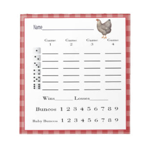 Bloc-note protection de score de bunco - pays de poulet de