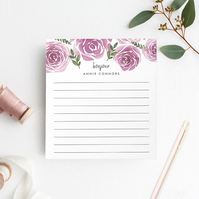 Bloc-note Provence Rose | Floral Personnalisé Linné (Créateur téléchargé)
