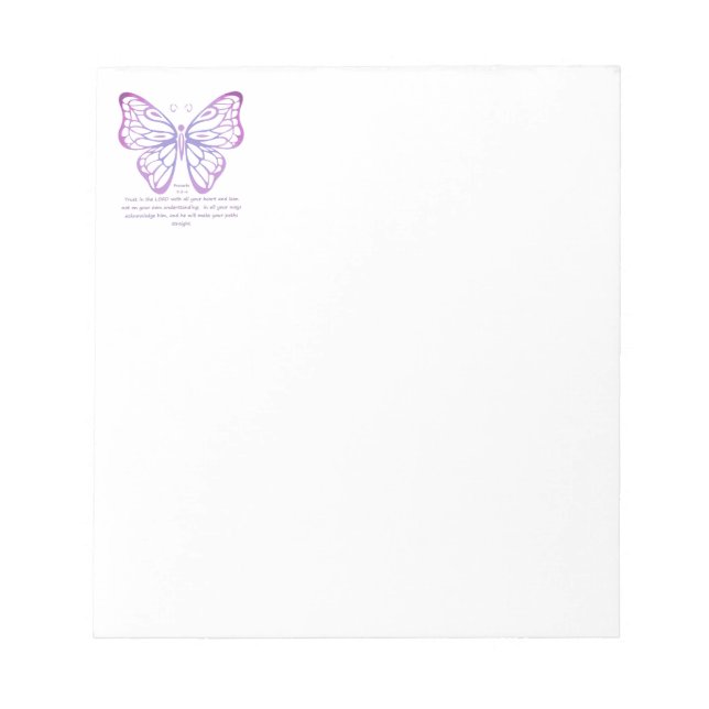 Bloc-note Proverbes 3:5,6 Écriture Inspiration Papillon (Devant)