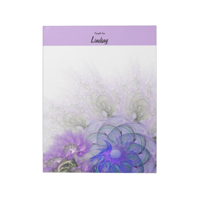 Bloc-note Purple Blue Lacy Abstraite Fleur personnalisée (Tourné)