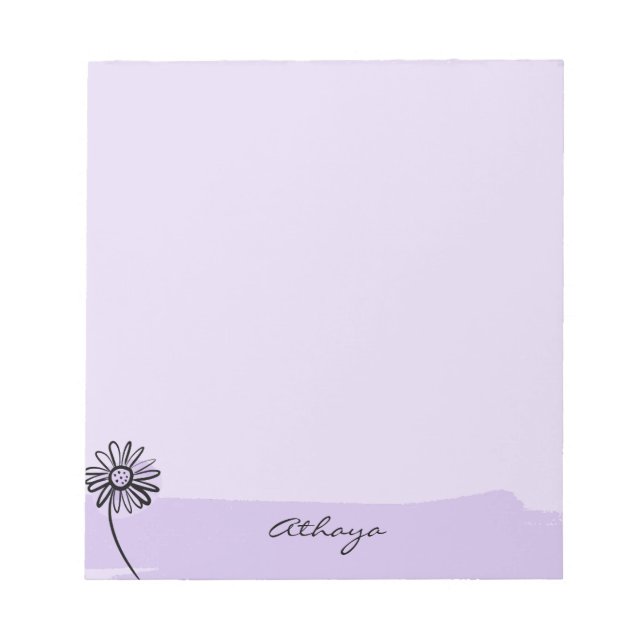 Bloc-note Purple Daisy Line Art Personnalisé (Devant)