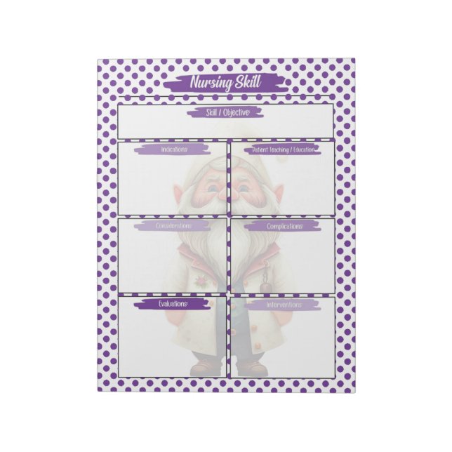 Bloc-note Purple Dr Gnome Modèle des compétences des étudian (Tourné)