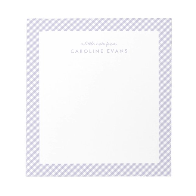 Bloc-note Purple en vichy doux enfants simples personnalisés (Devant)