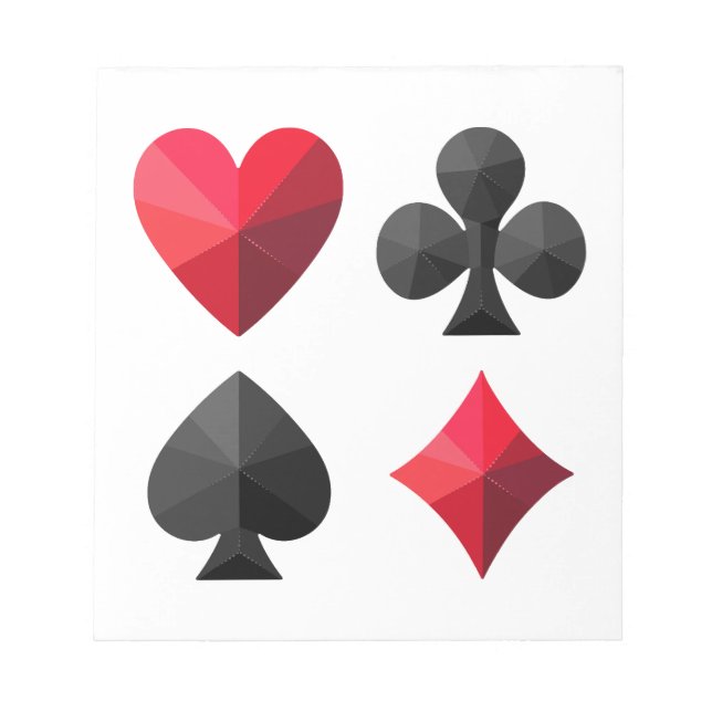 Bloc-note Quatre combinaisons de cartes à jouer : coeurs, cl (Devant)