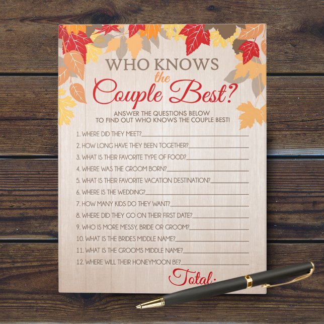 Bloc-note Qui Connaît Le Couple Meilleur Pack De Jeux De Mar (Who Knows the Couple Best Bridal Shower Party Game. Comes in a pack of 40 easy tear away games!)