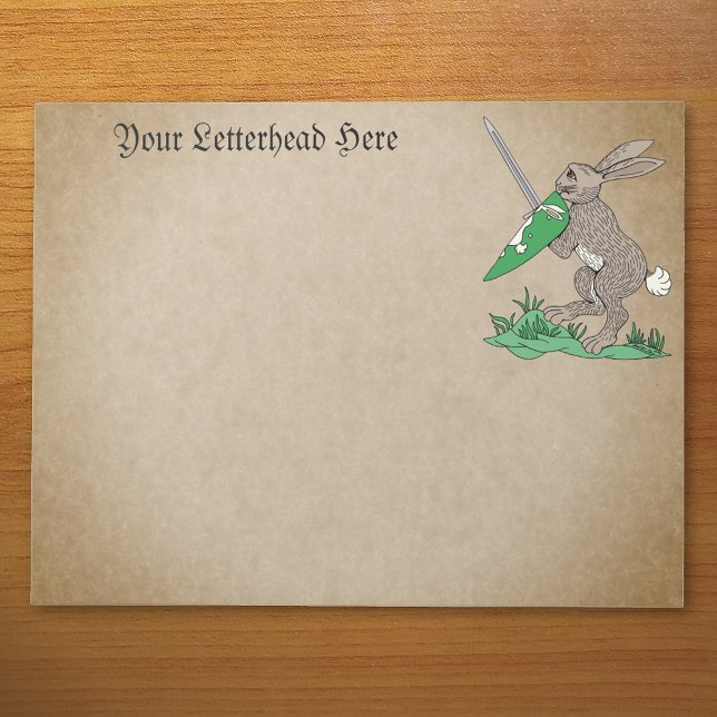 Bloc-note Rabbit de guerrier médiéval (Medieval Warrior Rabbit Notepad on Desk)