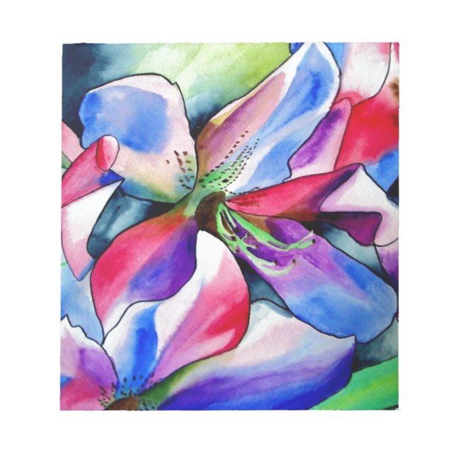 Bloc-note Rainbow Azalea fleur aquarelle originale (Devant)