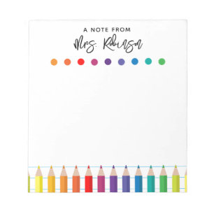 Bloc-note Rainbow Crayons Kindergarten Enseignant