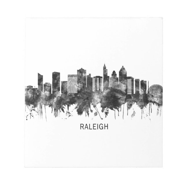 Bloc-note Raleigh North Carolina Skyline BW (Devant)